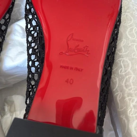 Christian Louboutin sweetie Jane mesh flat black patent sandal flats sz 40 - Picture 11 of 12
